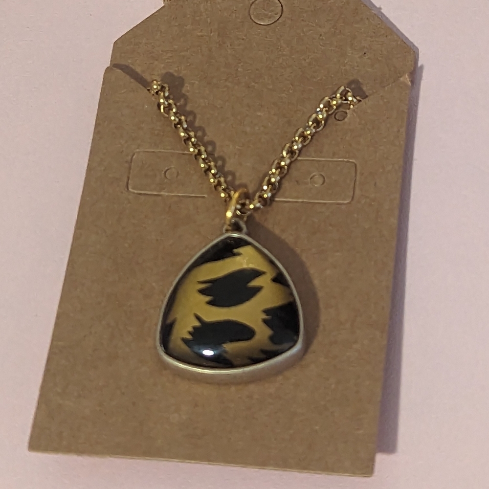 Vintage Cheetah-Like Print Charm Necklace